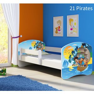 Dječji krevet ACMA s motivom, bočna bijela 160x80 cm 21-pirates