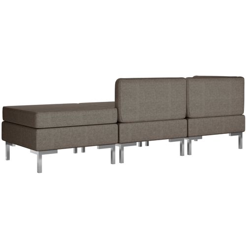 3-dijelni set sofa od tkanine smeđe-sivi slika 4