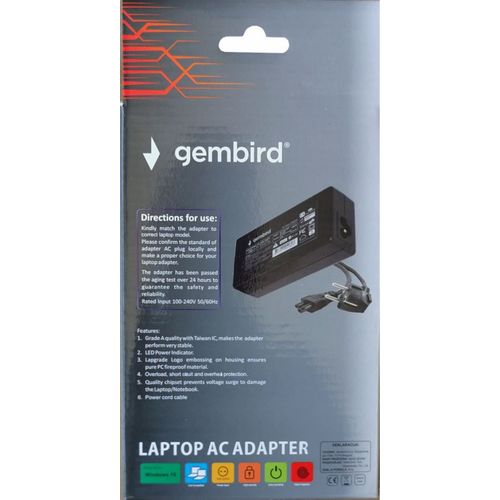 NPA90-190-4740 (AS16) ** Gembird punjac za laptop 90W-19V-4.74A, 5.5x2.5mm black (940) slika 3