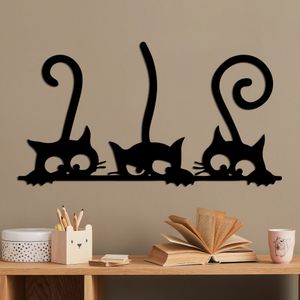 Decorative metal wall accessory Cat 5, colour: black