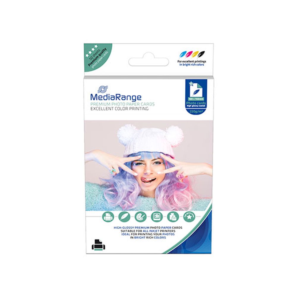 MediaRange FOTO PAPIR KARTICA 10x15cm (4x6“) 50kom 220g SJAJNA za InkJet pisače , MRINK104 slika 1