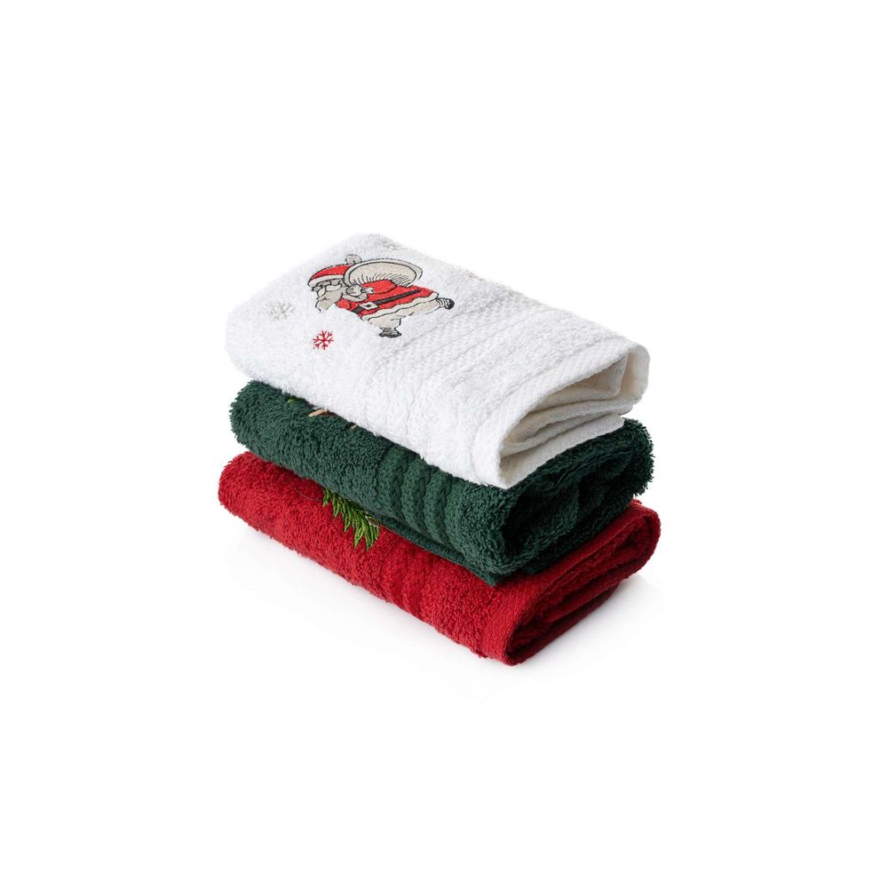 Wash towel set (3 pieces) Santa C, colours: green, red, white slika 5