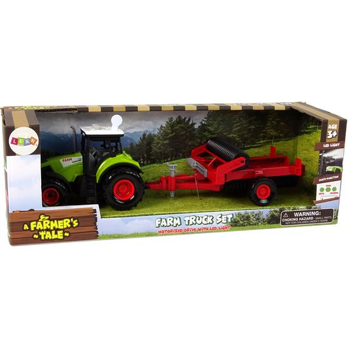 Traktor sa crvenom prikolicom frezom slika 5
