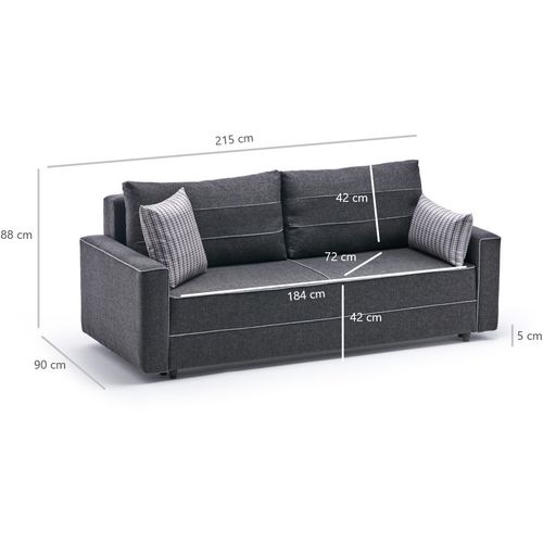 Atelier Del Sofa Trosjed na razvlačenje, Antracit, Ece - Anthracite slika 8