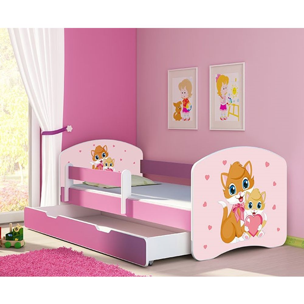 ACMA Dječiji krevet Acma II sa ladicom Pink - 180x80cm - Dezen 33 slika 1