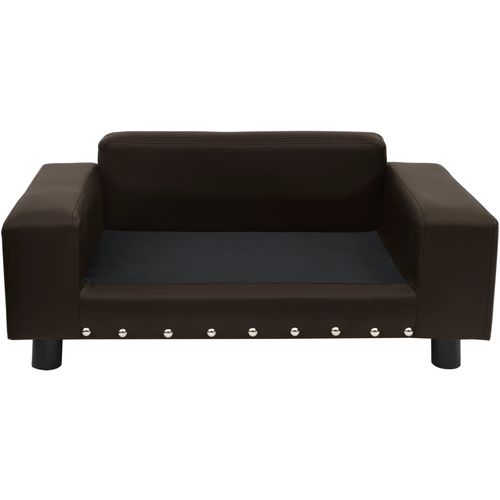 Sofa za pse smeđa 81 x 43 x 31 cm od pliša i umjetne kože slika 22