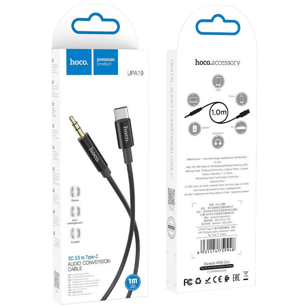 hoco. Audio kabl USB type C na 3.5 mm, 1.0 met - UPA19 Black slika 2