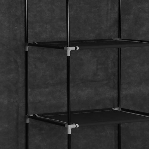 282453 Wardrobe with Compartments and Rods Black 150x45x175 cm Fabric slika 27