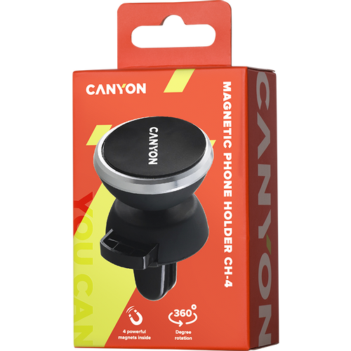 Canyon CH-4 Car Holder for Smartphones,magnetic suction function ,with 2 plates(rectangle/circle), black ,40*35*50mm 0.033kg slika 6