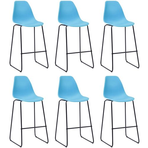 Barske stolice 6 kom plave plastične slika 35