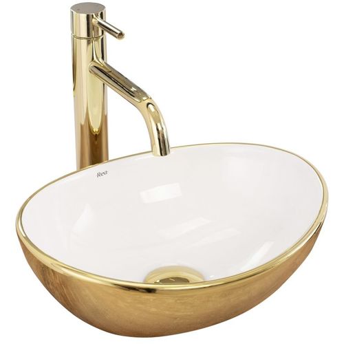Nadgradni umivaonik Rea Sofia mini GOLD / WHITE Shiny slika 1