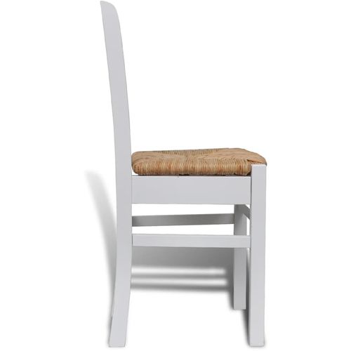 Blagovaonske stolice od borovine i rogoza 6 kom bijele slika 40