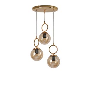 Morino 3 Lü Tepsili Gold Bal Camlı Sarkıt Gold Chandelier