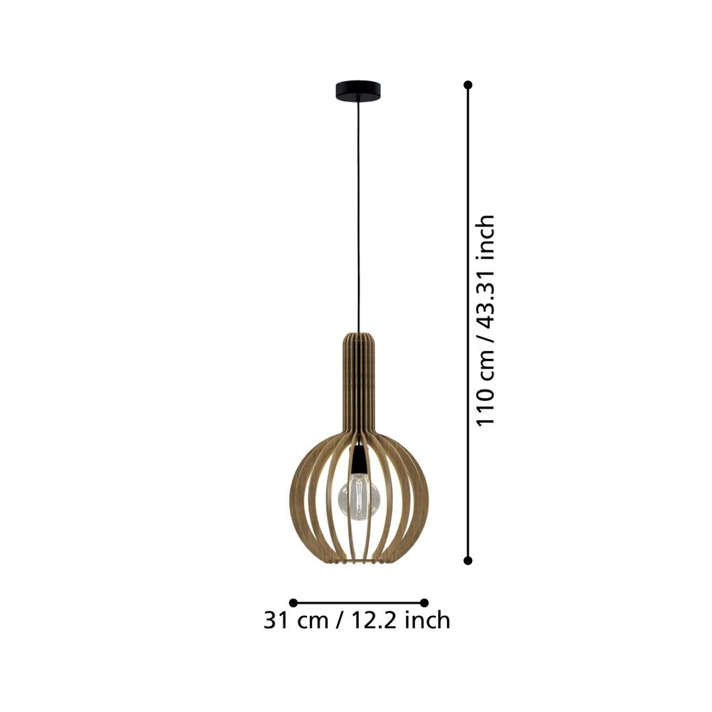 Eglo visilica 'Velasco' - E27, promjer 310 mm, crna/drvo smeđa slika 4