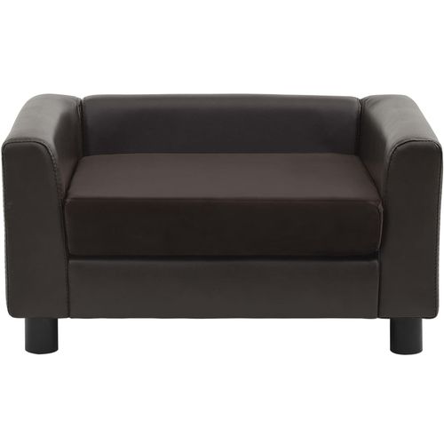 Sofa za pse smeđa 60 x 43 x 30 cm od pliša i umjetne kože slika 3