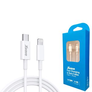 Xwave Kabl USB Tip-C za IPHONE 1M 3A 20W,brzo punjenje,bakar,beli