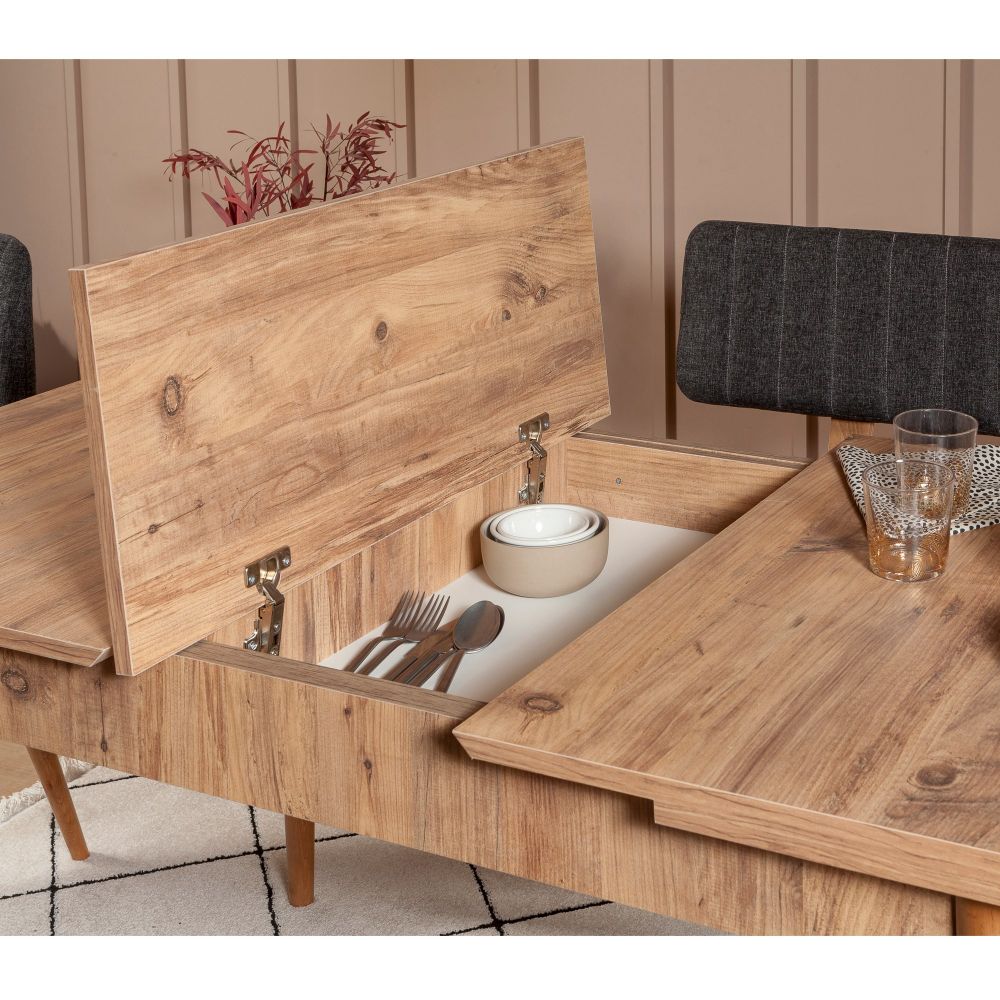 Vina 1053 - 3 - Antracit, Set Ekstenzibilnog Stola i Stolica (4 Komada) slika 3