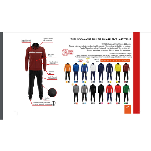 Trenirka Givova One Full Zip Polarfleece Svijetlo plava/Plava slika 3