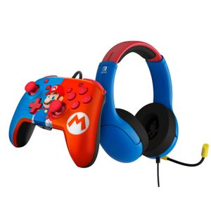 PDP Switch - Airlite Wired Headset & Wired Rematch Controller - Mario Bundle