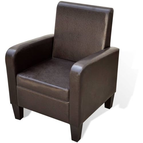 Fotelja od umjetne kože smeđa slika 25