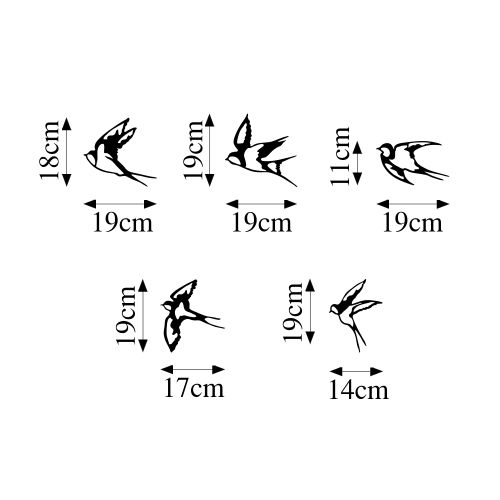 Wallity Lastavice - 303 Crni Dekorativni Metalni Zidni Ukras slika 6