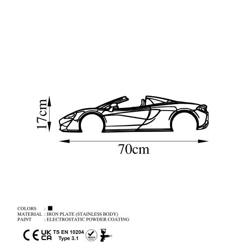 Wallity Metalna zidna dekoracija, McLaren 570S Silhouette slika 5