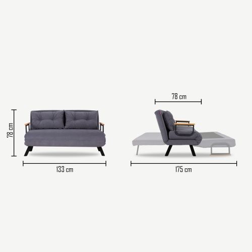 Atelier Del Sofa Dvosjed na razvlačenje SANDO siva, Sando 2-Seater - Grey slika 7