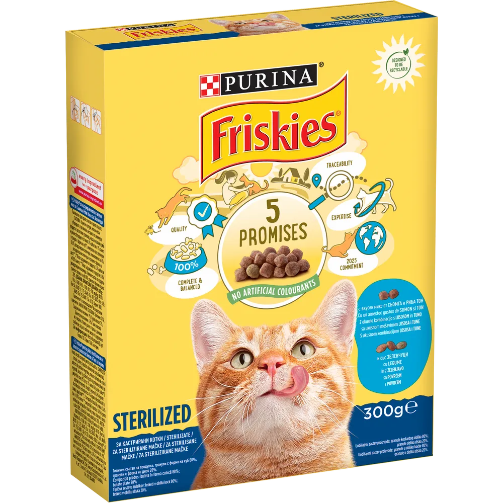 Friskies® Sterilesed, Hrana za mačke losos i tuna, s povrćem, 300g slika 1