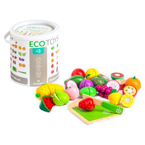 Ecotoys drveno voće za rezanje 20 komada slika 1