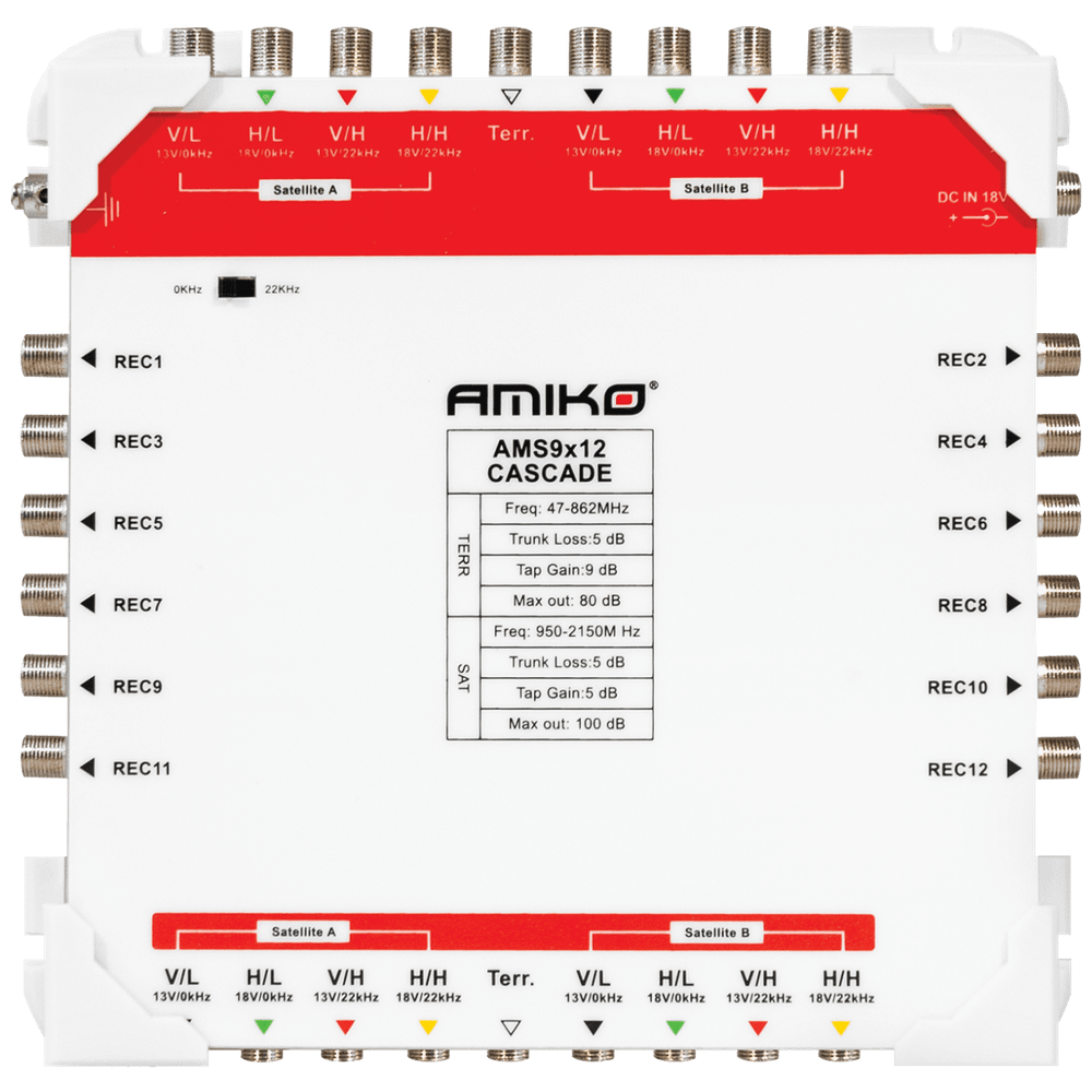 Amiko Multiswitch 9/12 sa dodatnim napajanjem, kaskadni - AMS9X12 slika 1