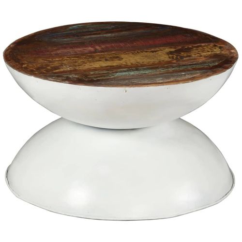 Stolić za kavu od obnovljenog drva s bijelom bazom 60x60x33 cm slika 46