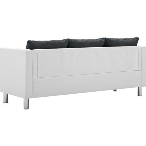 2-dijelni set sofa od umjetne kože bijeli i tamnosivi slika 8