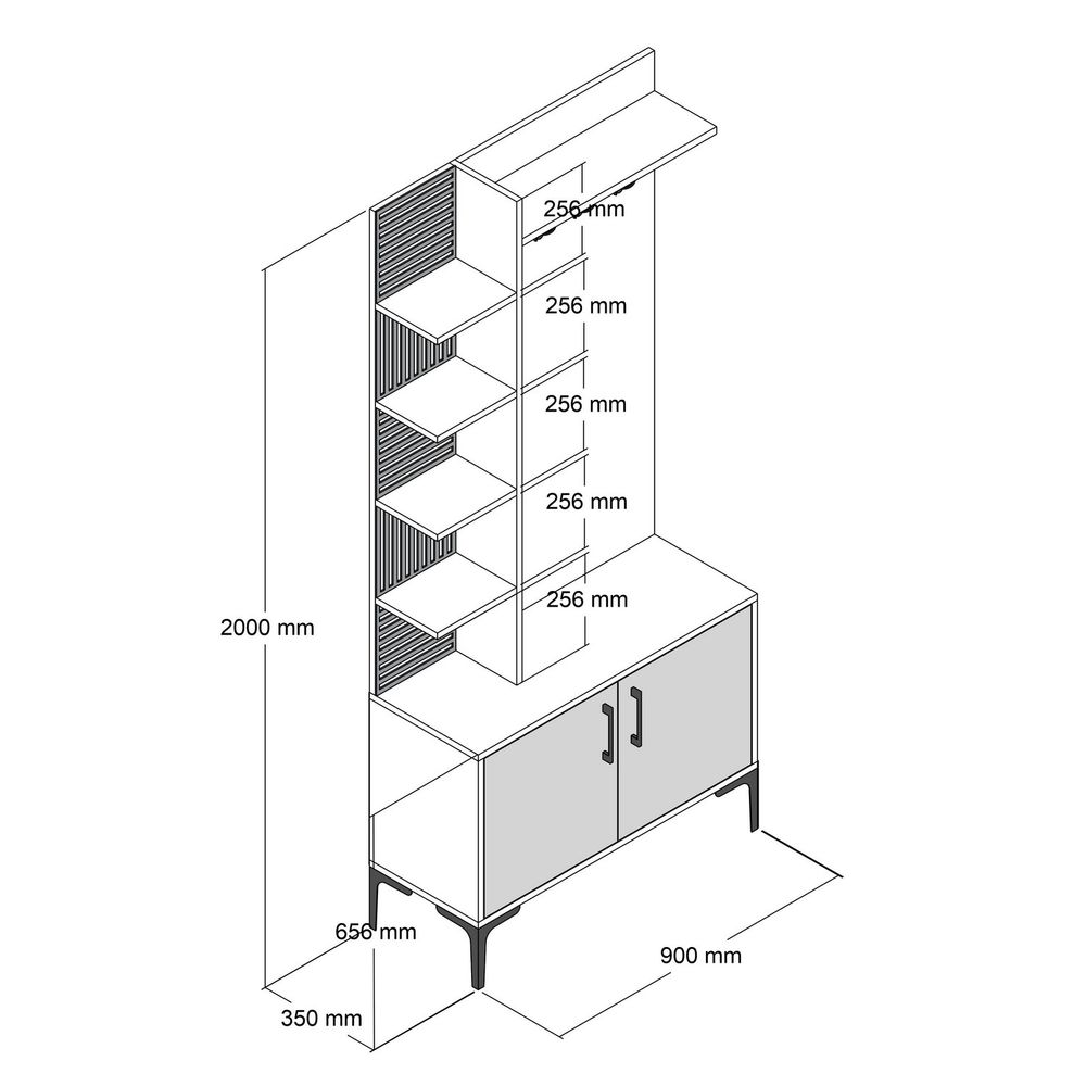 Viyana D - Bijeli Stalak za Hodnik slika 6