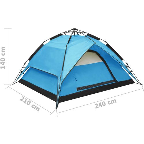 Prigodni šator za kampiranje za 2-3 osobe 240x210x140 cm plavi slika 27