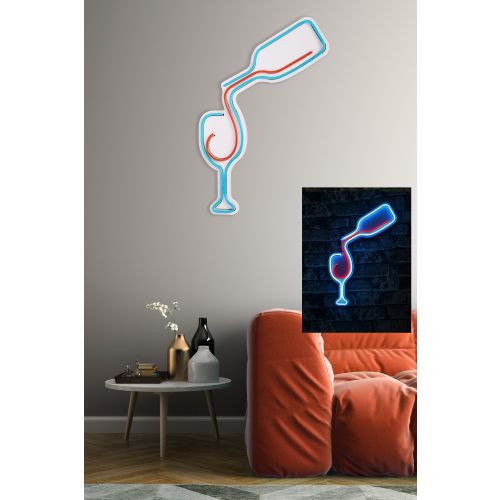 Wallity Ukrasna plastična LED rasvjeta, Wine - Blue, Red slika 11