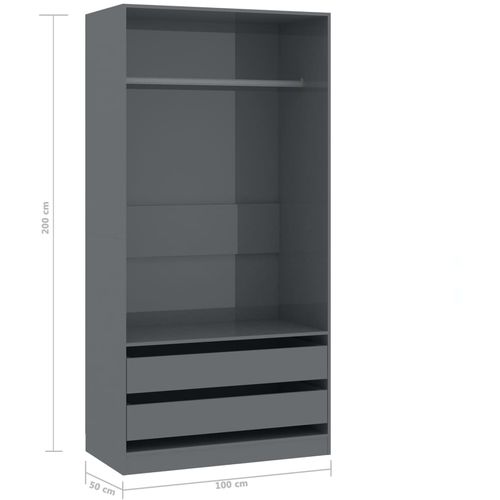 Ormar visoki sjaj sivi 100 x 50 x 200 cm od konstruiranog drva slika 6