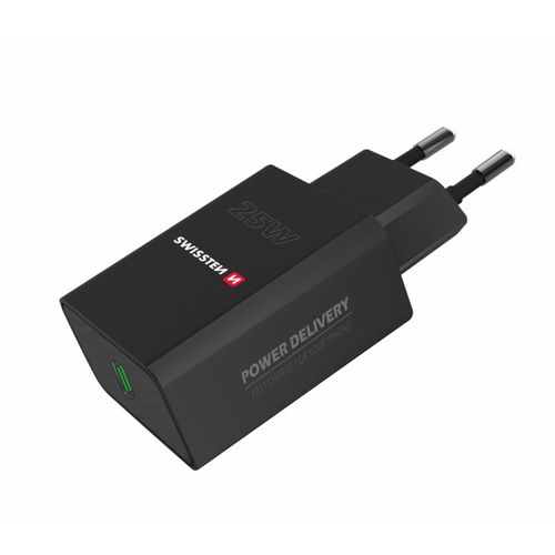 SWISSTEN punjač za AC220, 1xUSB-C, PD 25W, za iPhone i Samsung, crni slika 4