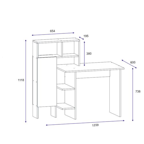 Buğra - Anthracite AnthraciteOak Study Desk slika 5