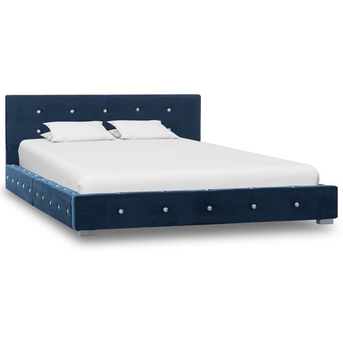 Krevet s madracem plavi baršunasti 120 x 200 cm slika 2