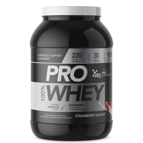 100% PRO WHEY 908GR BASIC SUPPLEMENTS -  Strawberry slika 1