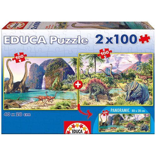 Dino World puzzle 2x100pcs slika 1