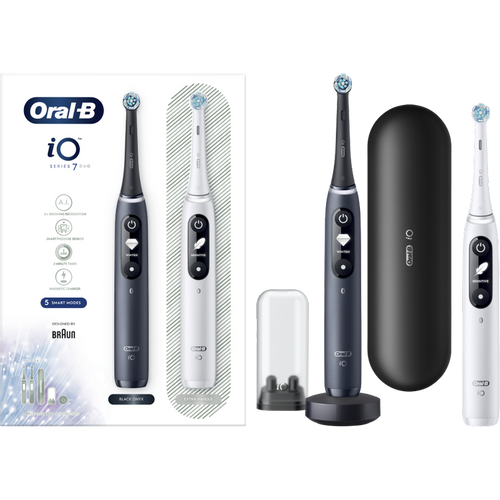 Oral-B iO7 Duo Paket 1+1, Električne četkice za zube, Bela+Crna slika 1