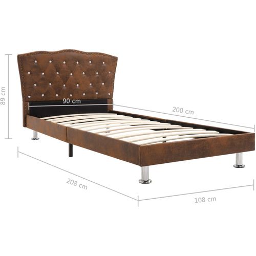 280542 Bed Frame Brown Faux Suede Leather 90x200 cm slika 44