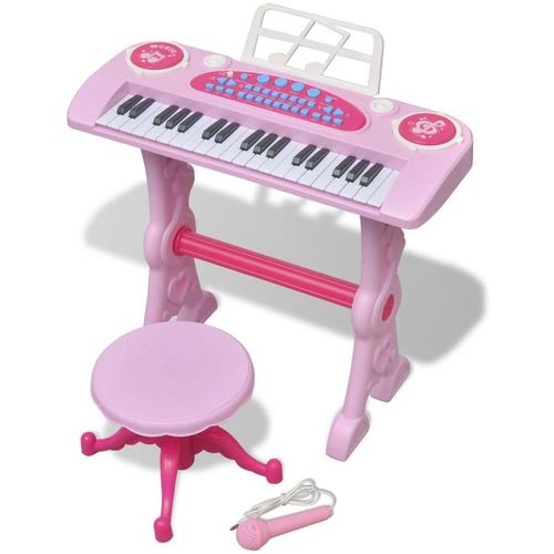 Ružičasta dječja klavijatura s 37 tipki, stolcem i mikrofonom slika 2