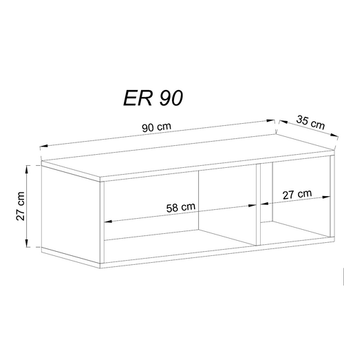 Zidna polica ENJOY ER90 - hrast slika 2