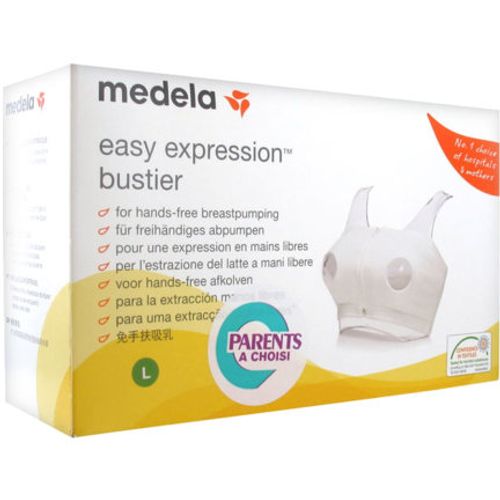 Medela - Easy Expression Bustier grudnjak za fiksaciju levka, veličina L, beli slika 3