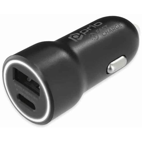 Prio Fast Charge Car Charger 20W PD (USB C) + QC 3.0 (USB A) black slika 5