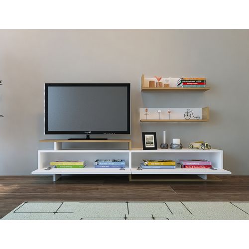 TV komoda Ayaz - Bela, Teak WhiteTeak slika 1