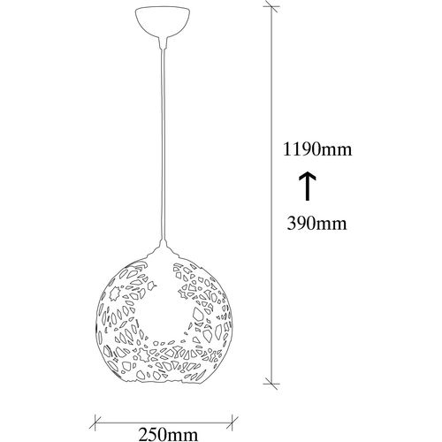 Opviq Visilica FELLINI metalna crna 25 cm, visina 115 cm, podesiva visina, duljina kabla 90 cm, E27 40W, Fellini - MR - 785 slika 6