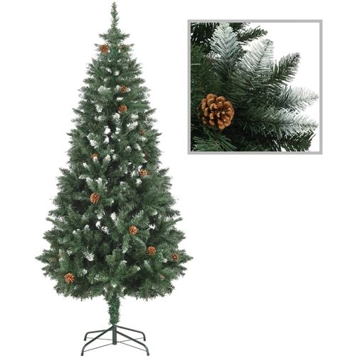 Umjetno božićno drvce sa šiškama i bijelim sjajem 180 cm slika 1
